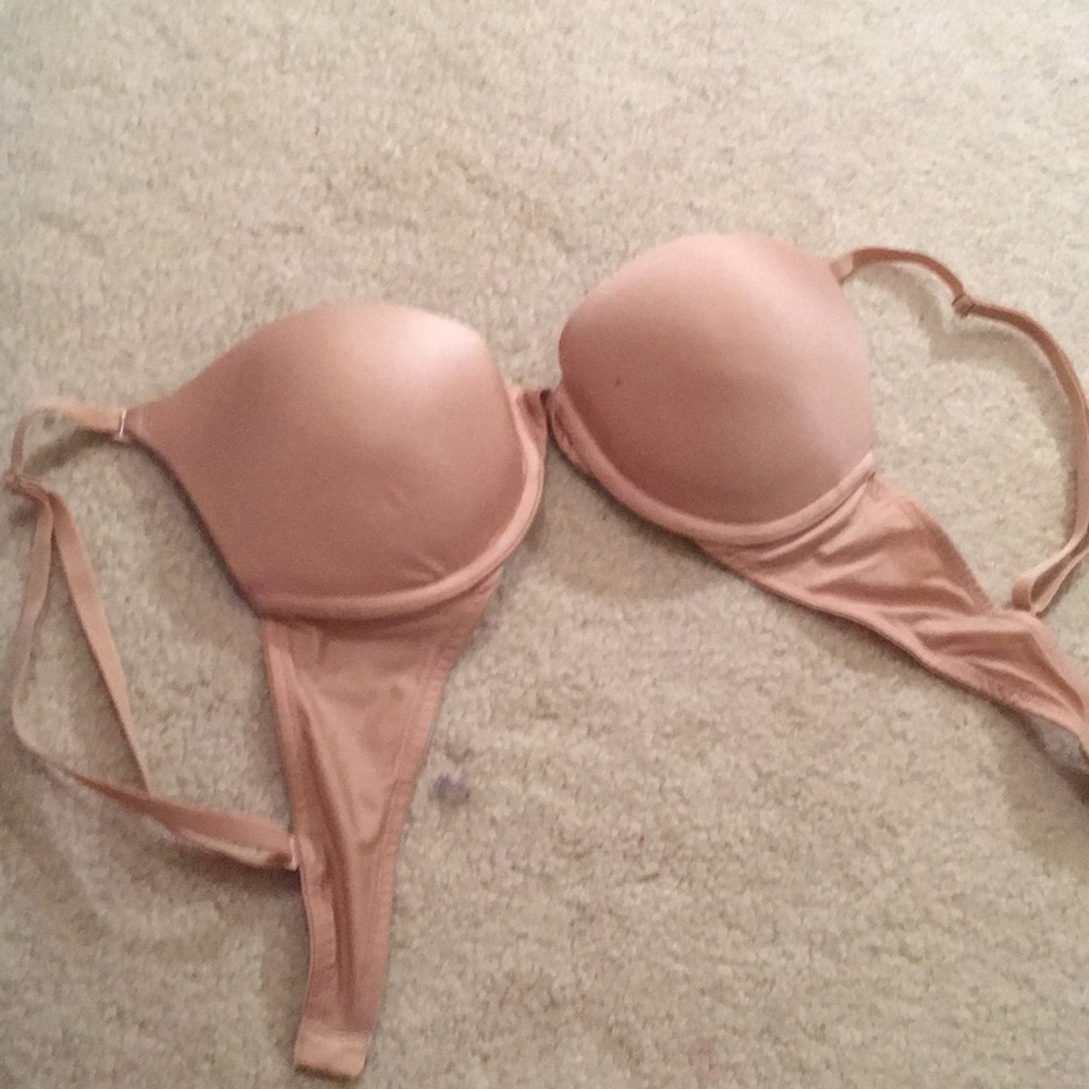 Beige push-up VS plain bra 34C